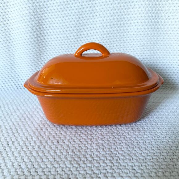 Pampered Chef Orange Mini Deep Covered Baker Roaster 1.5 QT 1.4 L USA - Picture 1 of 7